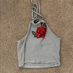Striped rose crop top